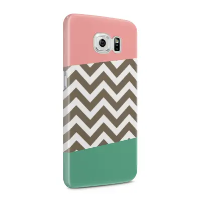 Skal till Samsung Galaxy S6 - Ränder - Mörkgrön/Rosa