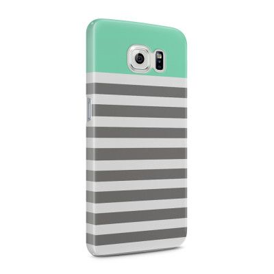 Skal till Samsung Galaxy S6 - Ränder - Mint/Vit