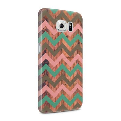 Skal till Samsung Galaxy S6 - Ränder - Rosa/Wood