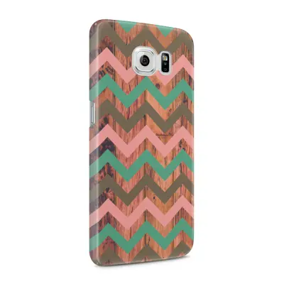 Skal till Samsung Galaxy S6 - Ränder - Rosa/Wood