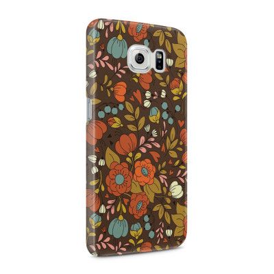 Skal till Samsung Galaxy S6 - Retro Blommor - Brun