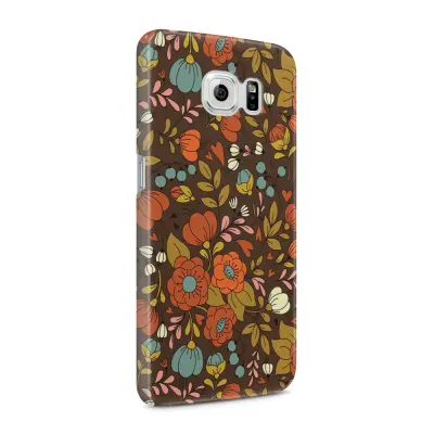 Skal till Samsung Galaxy S6 - Retro Blommor - Brun
