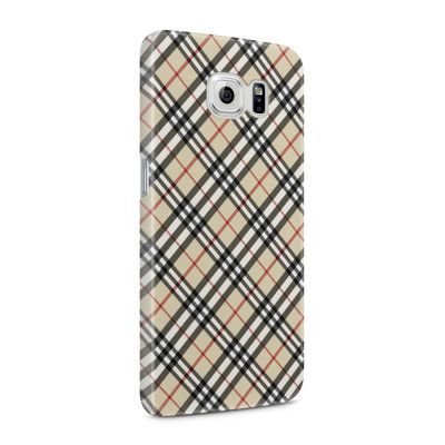 Skal till Samsung Galaxy S6 - Rutig diagonal - Beige