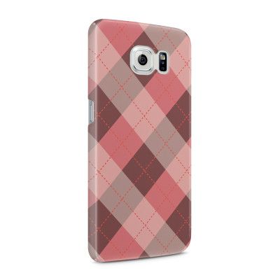 Skal till Samsung Galaxy S6 - Rutig - Rosa/Grå