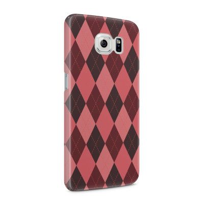 Skal till Samsung Galaxy S6 - Rutig - Rosa/Vinröd