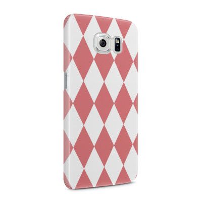 Skal till Samsung Galaxy S6 - Rutig - Rosa/Vit