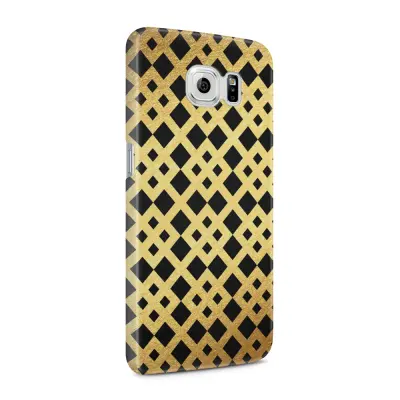 Skal till Samsung Galaxy S6 - Rutmönster - Guld/Svart