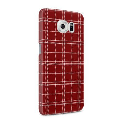 Skal till Samsung Galaxy S6 - Sömmar - Rutmönster Röd