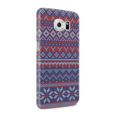 Skal till Samsung Galaxy S6 - Stickat - Blå/Röd