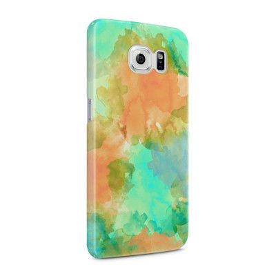 Skal till Samsung Galaxy S6 - Vattenfärg - Grön/Orange