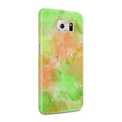 Skal till Samsung Galaxy S6 - Vattenfärg - Grön/Persika