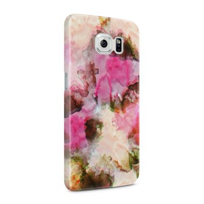 Skal till Samsung Galaxy S6 - Vattenfärg - Svart/Ljusrosa