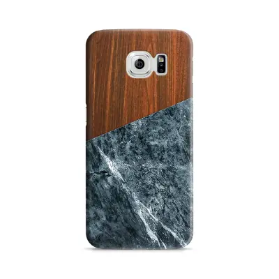 Skal till Samsung Galaxy S6 - Wooden Marble Dark B