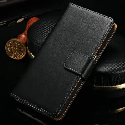 Äkta Läder Plånboksfodral till Samsung Galaxy S7 Edge - Svart