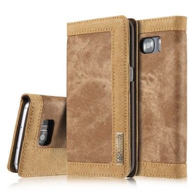 CaseMe Canvas Plånboksfodral till Samsung Galaxy S7 Edge - Brun