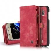 Caseme Retro Plånboksfodral av läder till Samsung Galaxy S7 Edge - Röd