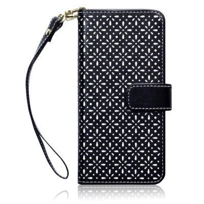 Etched Floral Plånboksfodral till Samsung Galaxy S7 Edge - Svart
