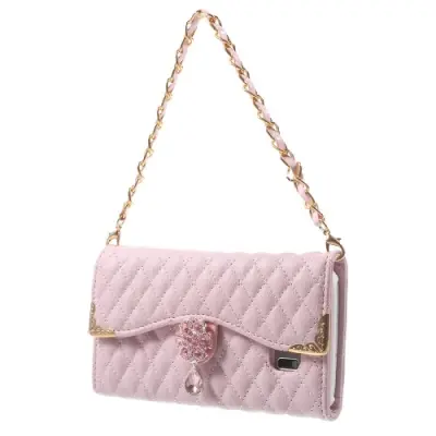 Fancy Quilted Plånboksfodral till Samsung Galaxy S7 Edge - Rosa