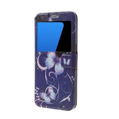 Mobilfodral med fönster till Samsung Galaxy S7 Edge - Lila Fjärilar