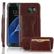 Mobilskal med kortfack till Samsung Galaxy S7 Edge - Brun