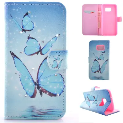 Plånboksfodral till Samsung Galaxy S7 Edge - Blå Fjärilar