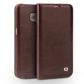 Qialino Äkta läder Plånboksfodral till Samsung Galaxy S7 Edge - Brun