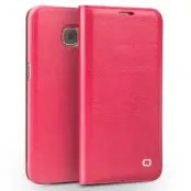 Qialino Äkta läder Plånboksfodral till Samsung Galaxy S7 Edge - Magenta