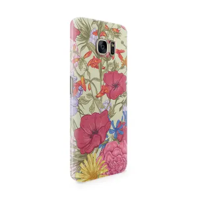 Skal till Samsung Galaxy S7 Edge - Blommor - Beige