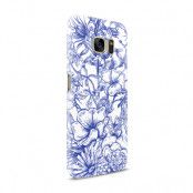 Skal till Samsung Galaxy S7 - Blommor - Blå/Vit