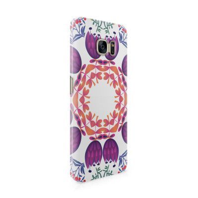 Skal till Samsung Galaxy S7 Edge - Blommor Cirkel - Lila