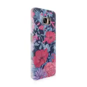 Skal till Samsung Galaxy S7 Edge - Blommor - Svart