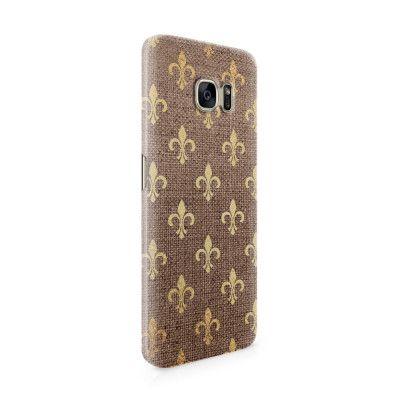 Skal till Samsung Galaxy S7 Edge - Canvas Blommor - Guld/Brun