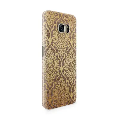 Skal till Samsung Galaxy S7 Edge - Canvas Damask - Guld/Brun