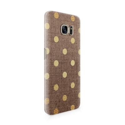 Skal till Samsung Galaxy S7 Edge - Canvas Polka - Guld/Brun