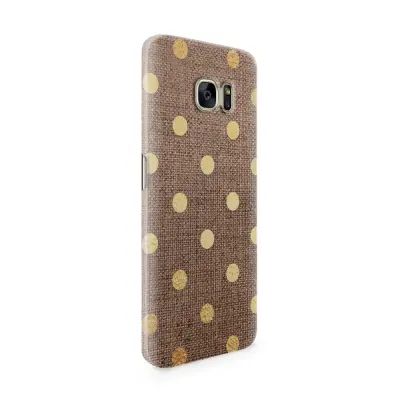 Skal till Samsung Galaxy S7 Edge - Canvas Polka - Guld/Brun