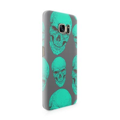 Skal till Samsung Galaxy S7 Edge - Dödskallar - Turkos