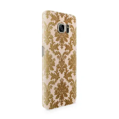 Skal till Samsung Galaxy S7 Edge - Damask - Guld/Persika