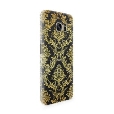 Skal till Samsung Galaxy S7 Edge - Damask - Guld/Svart