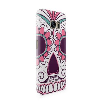 Skal till Samsung Galaxy S7 Edge - Glad dödskalle - Rosa