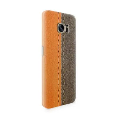 Skal till Samsung Galaxy S7 Edge - Läder - Orange/Brun