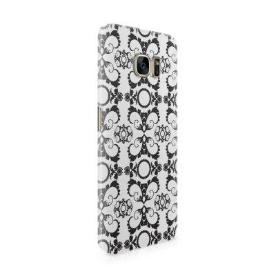 Skal till Samsung Galaxy S7 Edge - Mönstrad tapet - Vit/Svart