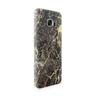 Skal till Samsung Galaxy S7 Edge - Marble - Svart/Gul