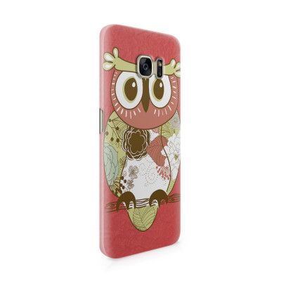 Skal till Samsung Galaxy S7 Edge - Orientalisk uggla - Röd