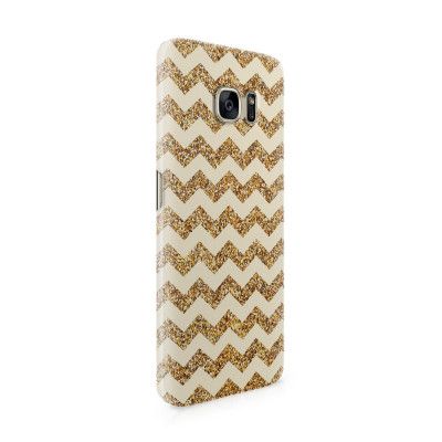 Skal till Samsung Galaxy S7 Edge - Ränder - Guld/Beige