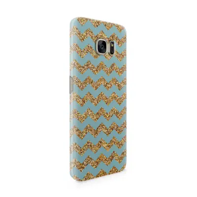 Skal till Samsung Galaxy S7 Edge - Ränder - Guld/Blå