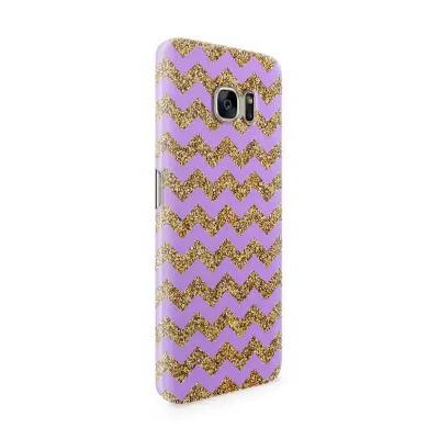 Skal till Samsung Galaxy S7 Edge - Ränder - Guld/Lila