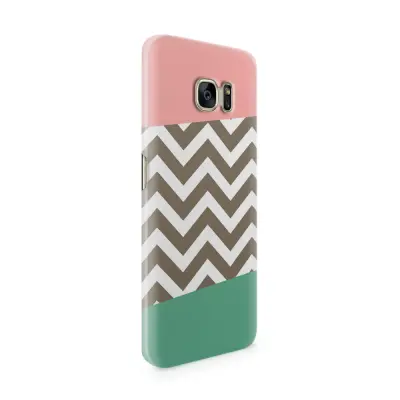 Skal till Samsung Galaxy S7 Edge - Ränder - Mörkgrön/Rosa