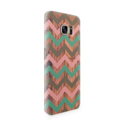 Skal till Samsung Galaxy S7 Edge - Ränder - Rosa/Wood