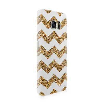 Skal till Samsung Galaxy S7 Edge - Ränder - Vit/Guld