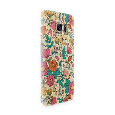 Skal till Samsung Galaxy S7 Edge - Retro Blommor - Beige